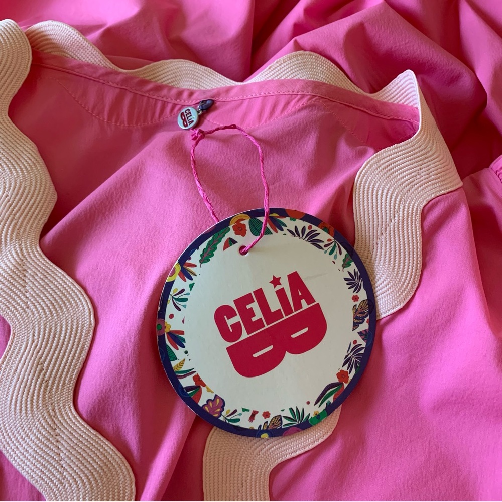 SOLD NWOT CeliaB Piscis Pink RicRac Tiered Dress Sz L - Picture 11 of 14
